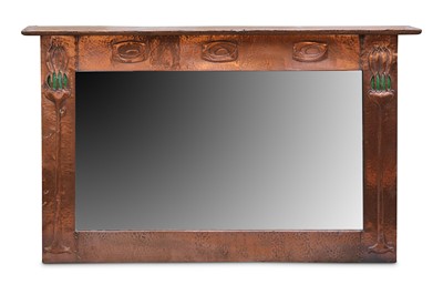 Lot 352 - An Art Nouveau planished and embossed copper...