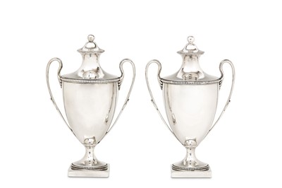 Lot 46 - A pair of George III sterling silver condiment...