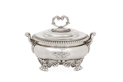 Lot 83 - A George III sterling silver sauce tureen,...