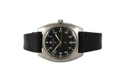 Lot 101 - HAMILTON. A STAINLESS STEEL AUTOMATIC MILITARY...