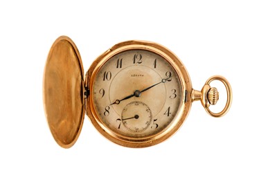 Lot 86 - ZENITH. A 14K GOLD FULL HUNTER POCKET WATCH....