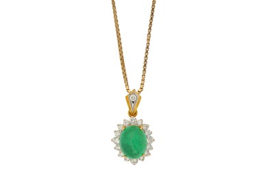 Lot 166 - An emerald and diamond pendant necklace The...