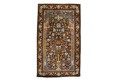 Lot 490 - A polychrome Persian silk prayer rug and an...