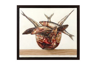 Lot 295 - ANDY SWANI (b.1964) Bowl of Sardines 2 oil on...