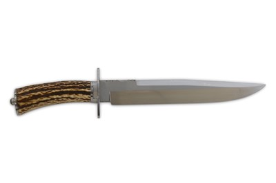 Lot 99 - A modern custom-made Bowie Knife with antler...