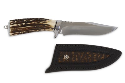 Lot 123 - A modern hunting knife by Jim Siska, with...