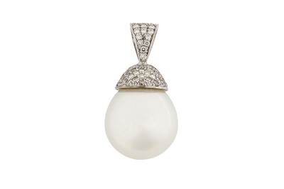 Lot 148 - A cultured pearl and diamond pendant The...