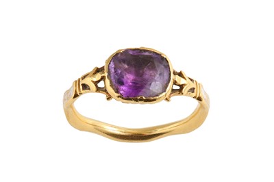 Lot 6 - A mid 18th century amethyst mourning ring The...