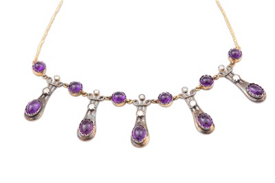Lot 66 - An amethyst and diamond necklace, of...