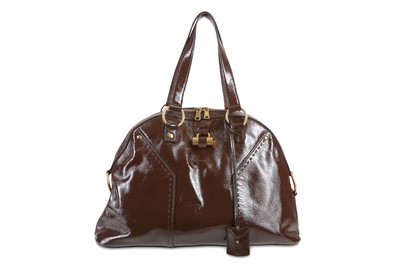 Lot 75 - Yves Saint Laurent Brown Patent Muse Tote,...