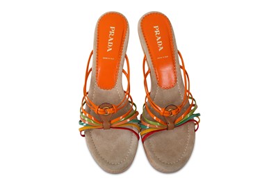 Lot 35 - Prada Wooden Heels, multicolour patent leather...