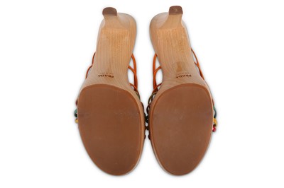 Lot 35 - Prada Wooden Heels, multicolour patent leather...