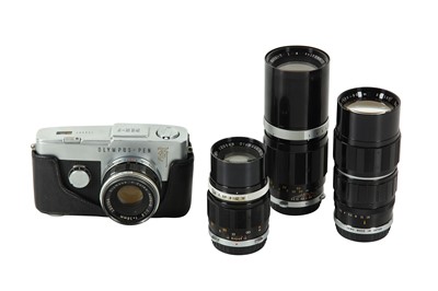 Lot 16 - A Olympus Pen F SLR Outfit Serial No: 126007...