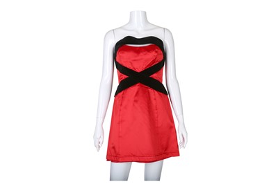Lot 42 - Thierry Mugler Red Satin Strapless Mini Dress,...