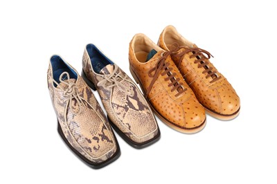 Lot 58 - Two Pairs of Men's Exotic Skin Shoes, to...