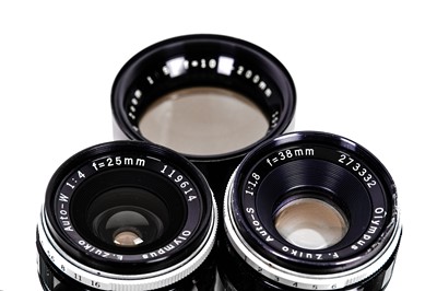 Lot 20 - A Selection of Olympus Pen Lenses: Olympus...