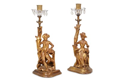 Lot 115 - A PAIR OF 19TH CENTURY FRENCH GILTWOOD FIGURAL...