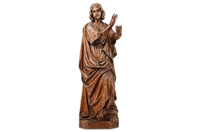 Lot 272 - A 19TH CENTURY SPANISH CARVED WALNUT FIGURE OF...