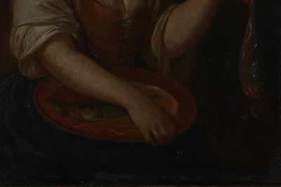 Lot 66 - FOLLOWER OF GABRIEL METSU A woman proffering...