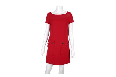 Lot 79 - Prada Red Wool Dress, capped sleeves and deep...