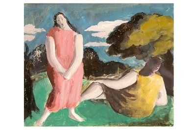 Lot 64 - BERNARD MENINSKY (1891-1950) Two women in...