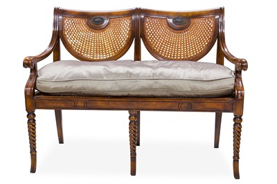 Lot 342 - A hardwood Georgian style two seater settee...