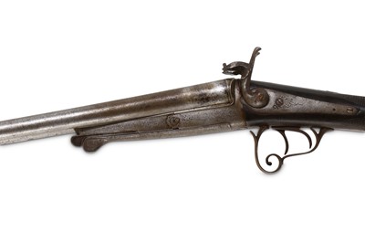 Lot 218 - A Belgian double-barreled pinfire shotgun, of...