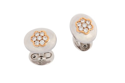 Lot 99 - A pair of diamond cufflinks Each 18 carat...