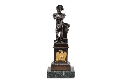 Lot 196 - A 19TH CENTURY BRONZE FIGURE OF NAPOLEON the...