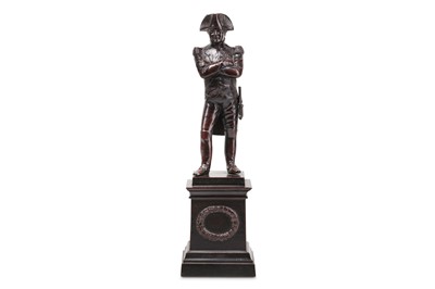 Lot 195 - A 19TH CENTURY BRONZE FIGURE OF NAPOLEON the...