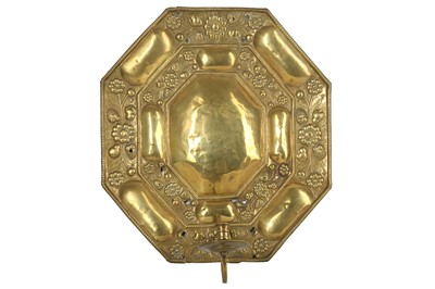 Lot 266 - A 17TH CENTURY FLEMISH REPOUSSE BRASS WALL...