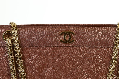 Lot 108 - Chanel Iridescent Brown Caviar Handbag, gilt...