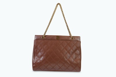 Lot 108 - Chanel Iridescent Brown Caviar Handbag, gilt...