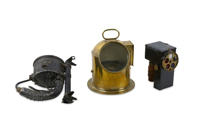 Lot 189 - Three Royal Navy items, including: A brass...