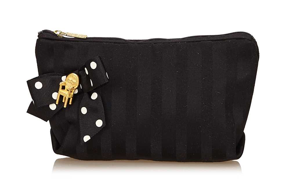 Lot 101 - Christian Dior Black Satin Pouch, striped...