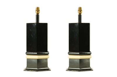 Lot 139 - A pair of Art Deco style ebonised lamp bases...