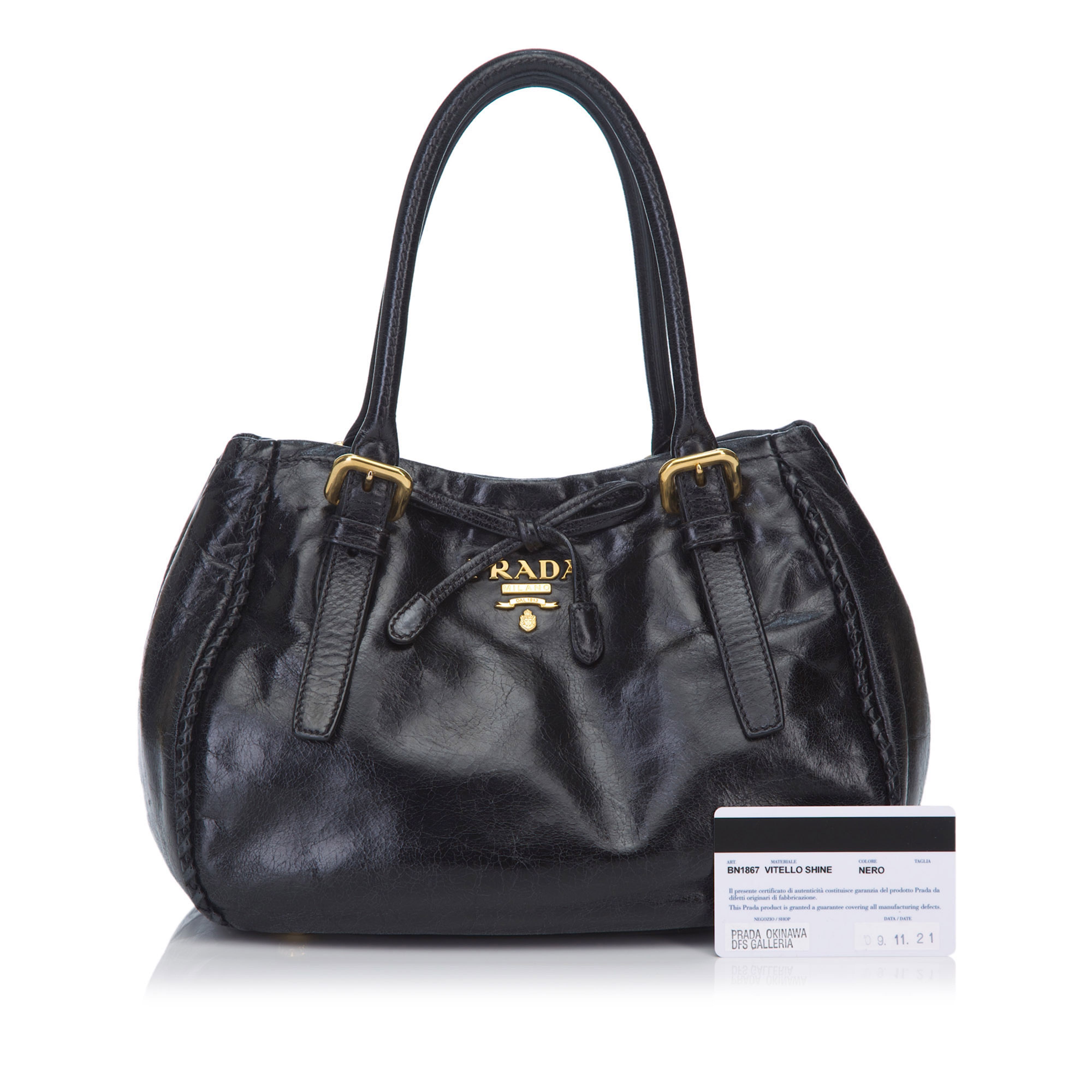 PRADA Nappa Leather Mini Bag With Topstitching - Black