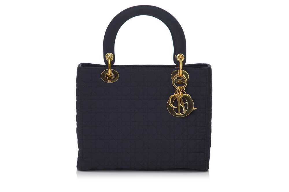 Lot 119 - Christian Dior Navy Nylon Medium Lady Dior,...
