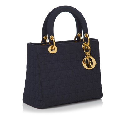 Lot 119 - Christian Dior Navy Nylon Medium Lady Dior,...