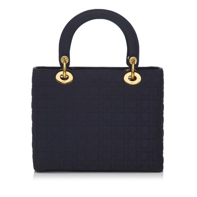 Lot 119 - Christian Dior Navy Nylon Medium Lady Dior,...