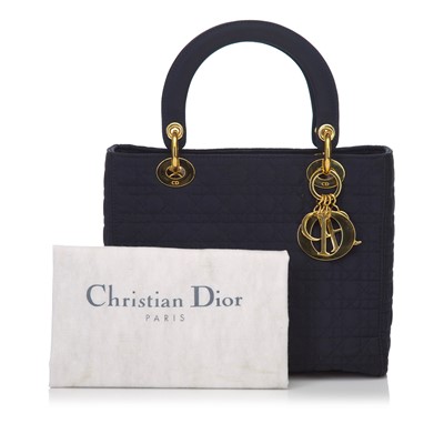 Lot 119 - Christian Dior Navy Nylon Medium Lady Dior,...