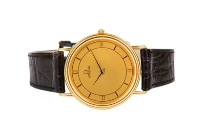 Lot 107 - OMEGA. AN 18K YELLOW QUARTZ GENTS WRISTWATCH...