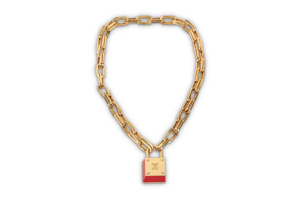 Louis Vuitton Red Enamel and Goldtone Metal Lock N'Roll Drop