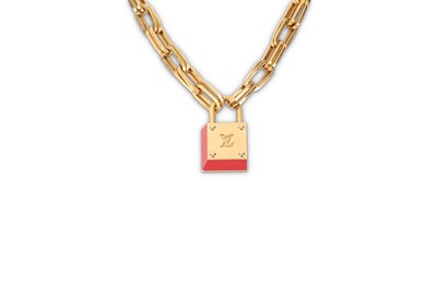 Louis Vuitton Lock'N'Roll Red Enamel Gold Tone Necklace Louis Vuitton