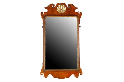 Lot 119 - A George III walnut fretwork mirror with...