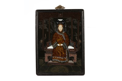 Lot 331 - A Chinese reverse glass ancestor's portrait painting