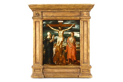 Lot 1 - FOLLOWER OF EL GRECO Christ crucified, with...