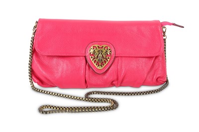 Lot 137 - Gucci Pink Leather Crest Clutch, pebbled...