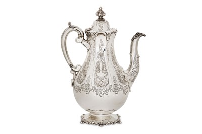 Lot 439 - An early Victorian sterling silver coffee pot,...