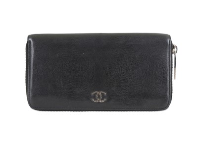 Lot 140 - Chanel Black Caviar Zip Wallet, c. 2009-10,...